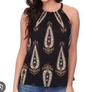 Lucky Brand Black and Brown Paisley Tank Top